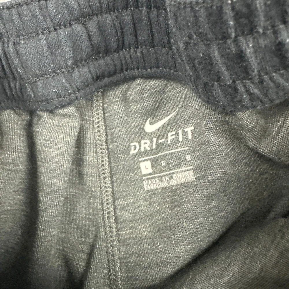 Nike Pants Men Large Black Solid Tapered Athletic Dri Fit Drawstring Basketball